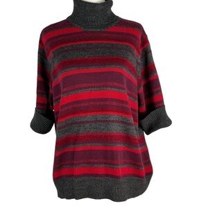 LIZ CLAIBORNE CO. FIRST‎ ISSUE WOMEN'S STRIPED SHORT SLEEVED TURTLENECK